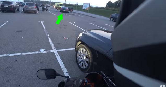 Bently Driving Douche Gets Instant Karma From A Biker