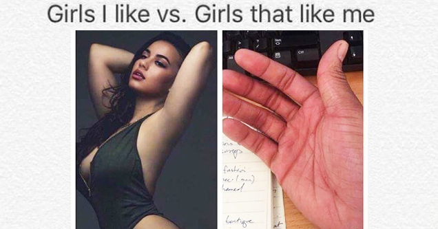 girls that i like vs girls that like me meme