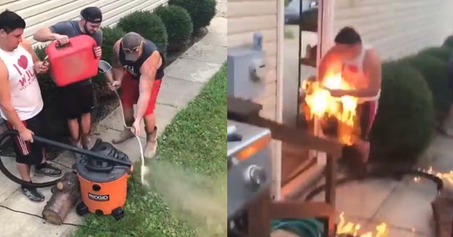 Redneck's Homemade Flamethrower Goes Horribly Wrong