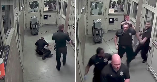 cops respond to a correctional officer being jumped by inmates