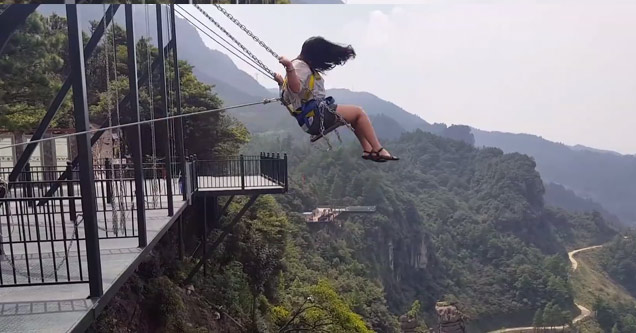 Would You Swing Off This 1000 Foot Cliff in China? - Creepy Video ...