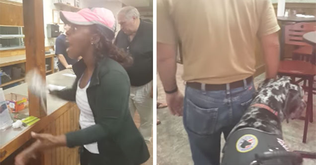 Veteran and his service dog are yelled out by a rude woman