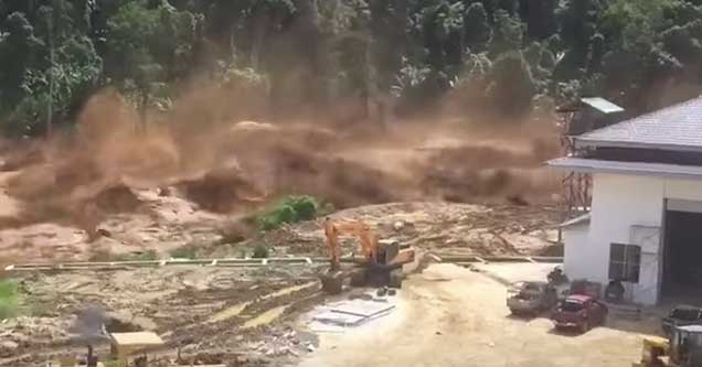 massive flooding after a dam break in Laos