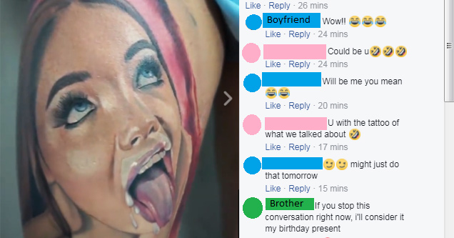 tattoo of girl giving a bj