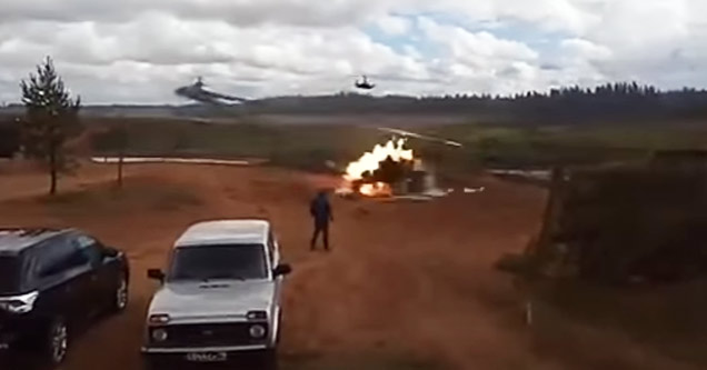 Russian Helicopter Accidentally Fires Rockets at Spectators