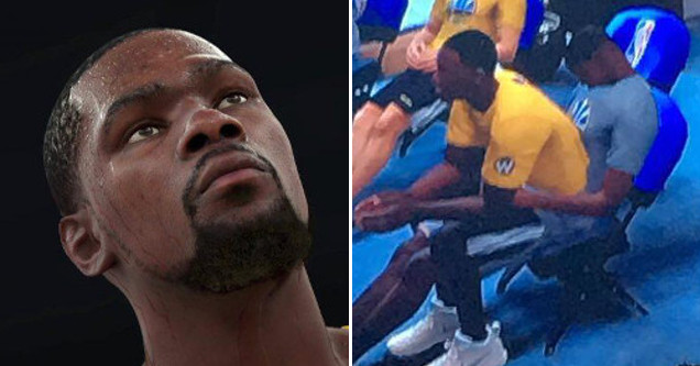 Draymond Green Sits On Kevin Durant's Lap In Newly Famous NBA 2K18 Glitch