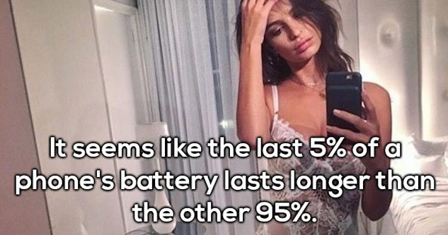 Shower thought about how that last 5% of a phone battery lasts longer than the 95%