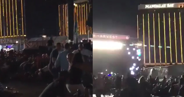 Terrifying Footage Of People Ducking For Cover As Automatic Gunfire Rings Out in Las Vegas