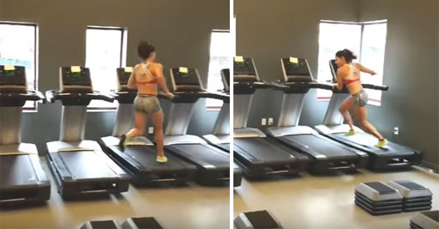 what is this gym babe doing?