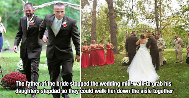 bride walked to the altar with her two dads