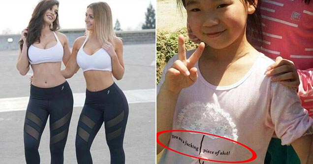 top trending photos - hot girls in same outfit and chinese girl who doesn't know what her shirt says