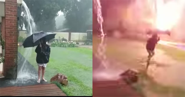 kid almost gets destroyed by lightning