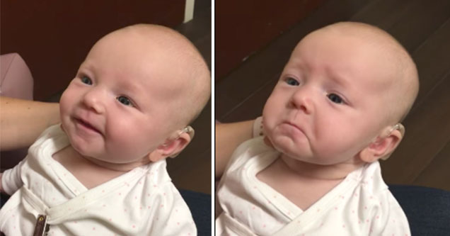 deaf baby hears her mom for the first time