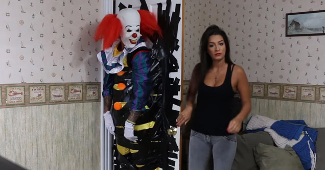 Guy Torments His Girlfriend as the Killer Clown from 