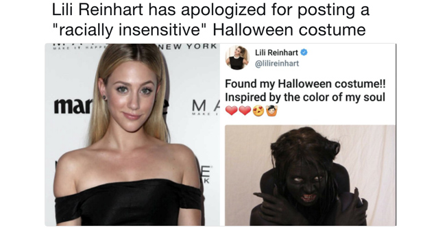 Lili Reinhart had to apologize for her Halloween costume