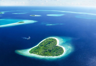 Yes, that heart shaped island is real.
