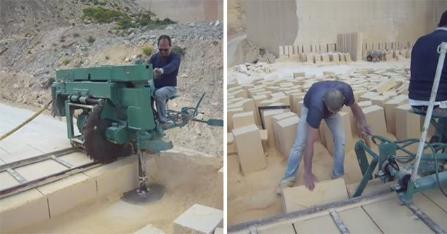 This stone cutting machine is mesmerizing