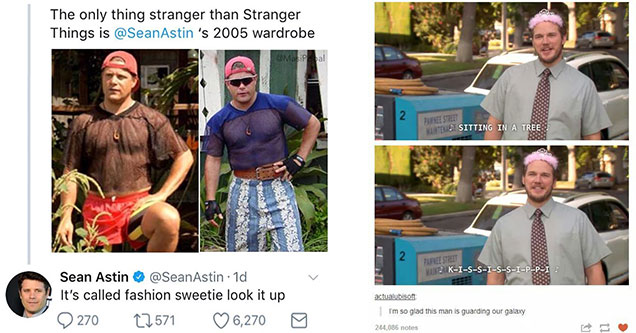 sean astin stranger things meme - The only thing stranger than Stranger Things is 's 2005 wardrobe Sean Astin Astin 1d It's called fashion sweetie look it up 270 22571 6,270 0