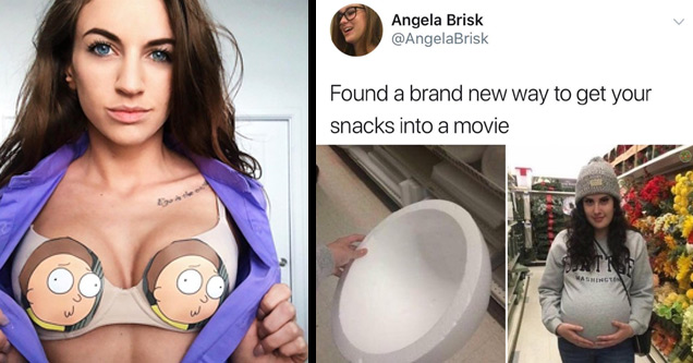 brassiere |hide snacks for movies - Angela Brisk Found a brand new way to get your snacks into a movie