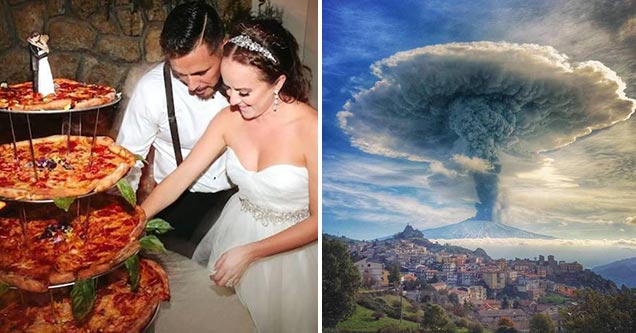 pizza layer cake wedding | mount etna from above