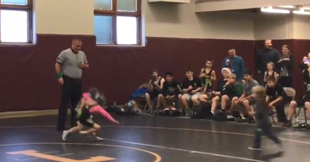 Little Brother Thinks His Sisters Wrestling Match Is Real And Intervenes