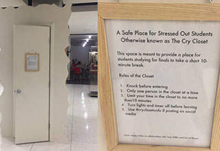 The internet is reacting to a cry closet that was built by artist Nemo Miller for the University of Utah. Students can relieve tears for 10 minutes at a time in the library.