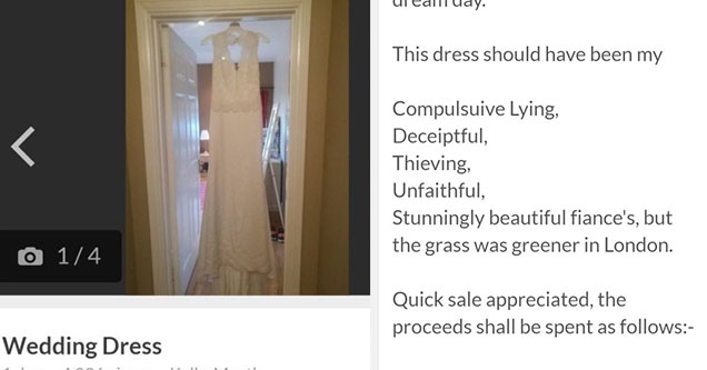 Man Sells Cheating Fiance S Wedding Dress For Hookers And Booze
