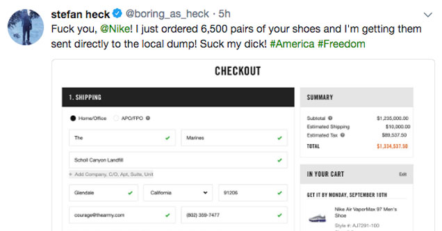Troll Convinces Twitter That He's So Angry at Nike That He's Spent $1.3 Million On Shoes To Destroy