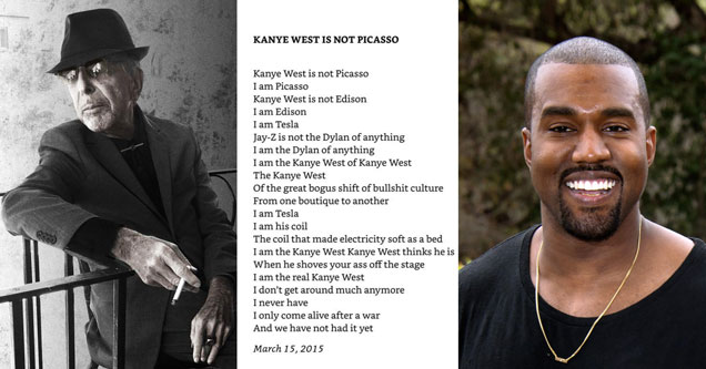 Read Leonard Cohen's Poem "Kanye West Is Not Picasso"