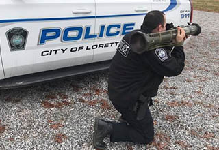 The Loretto Police Department attempted to make a joke using a rocket launcher. A few people didn't find it funny.