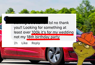 Dude posts on facebook about needing a car for his wedding but is very choosy for someone begging.