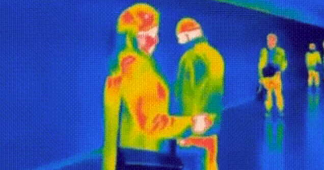 a still from a thermal imaging camera showing a woman farting funny video f...