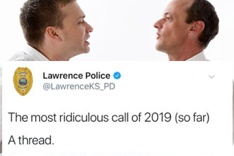 The Lawrence police's twitter account just had to share this "epic" stand off with their twitter followers.
