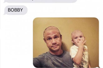 He's so dead for this, but it was worth it. A father tricked his spouse into thinking he shaved both his and his son's head. Needless to say, the mother freaked out on the dad. He's going to get in heaps of trouble.