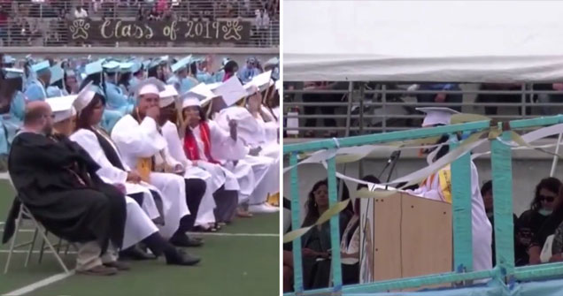 Students reacting to High school valedictorians speech calling out staff and alcoholic teacher