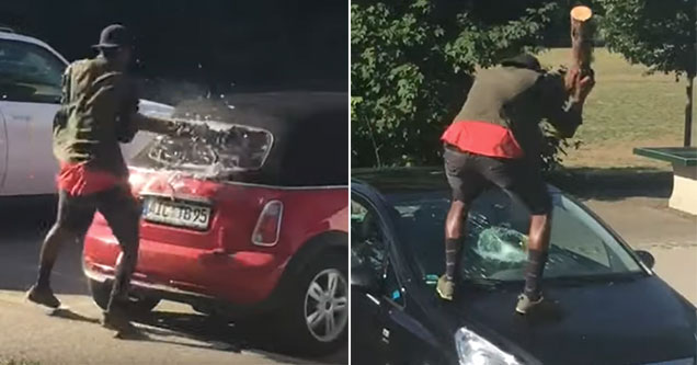 Video showing man smashing car windows out with baton posted online