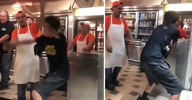 Kid Tries to Fight a Grown Man in the Pizza Shop