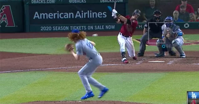 Frightening moment Dodgers pitcher Dustin May takes a line drive