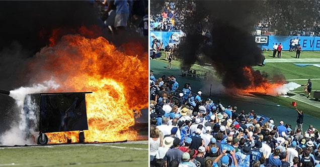 A Speaker Caught Fire Before Today's Titans vs Colts Game 