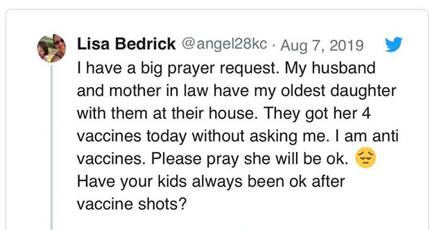 Anti-Vax Mom Asks People To Pray For Her Newly Vaccinated Daughter