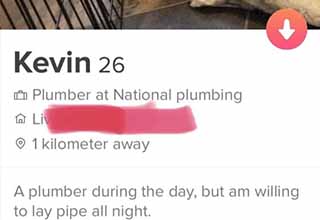 Tinder is where shame goes to die.
<br></br>
Still feeling thirsty for more <a href="https://www.ebaumsworld.com/pictures/30-shameless-tinder-profiles-filled-with-wtf/85985178/" target="_blank">shameless Tinder profiles</a>? Don't you worry my friend - <a href="https://www.ebaumsworld.com/pictures/23-thirsty-tinder-profiles/84986362/" target="_blank">Tinder</a> is the gift that keeps giving (and occiasionally coming?), so here are even more profiles you should <a href="https://www.ebaumsworld.com/pictures/funny-tinder-profiles-that-you-gotta-swipe-right-on/85995550/" target="_blank">swipe right on</a>.