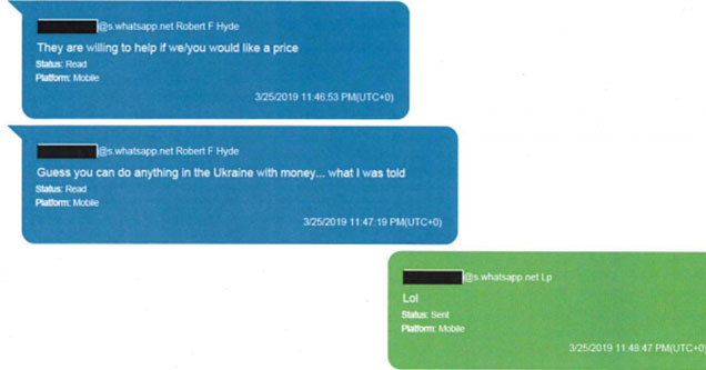 House Dems Release WhatsApp Messages Showing Trump Cronies Stalking US Ambassador Ivanovich 