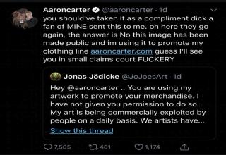 Aaron Carter Gets Called Out For Using People's Artwork To Sell His