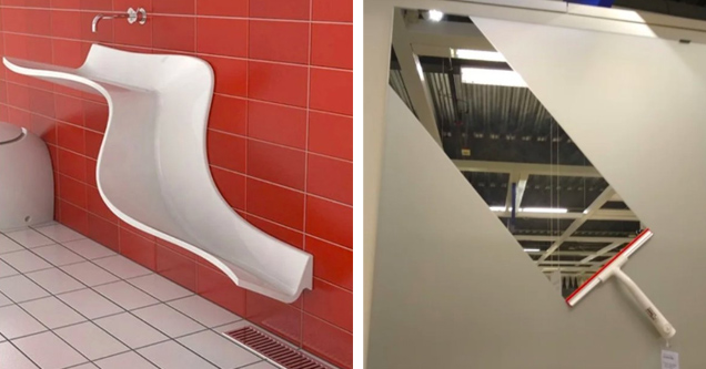 list of cool designs | a cool sink and a squeegee ad at Ikea