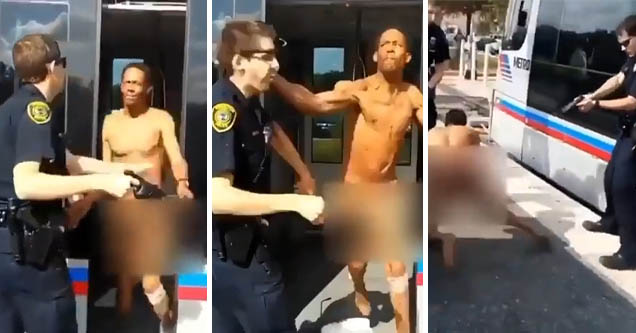 Naked Dude Slaps the Glasses Off a Cop