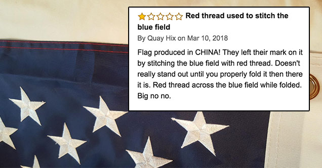 Flag Buyers of Amazon Don't Get What They Paid For