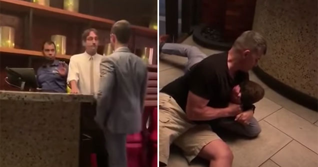 Shrimp Dude Headbutts Man in Restaurant And Gets Taken Down