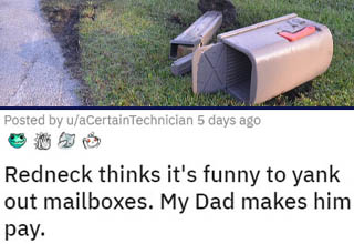 This grade-A dirtbag thought he could go around destroying mailboxes with impunity until he messed with someone much smarter than him. This is definitely a pro revenge right here.