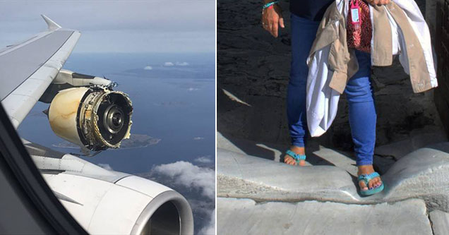 random pics collected from the internet | missing cover from the plane engine | jeans - Marble worn down from centuries of being stepped on in the same place