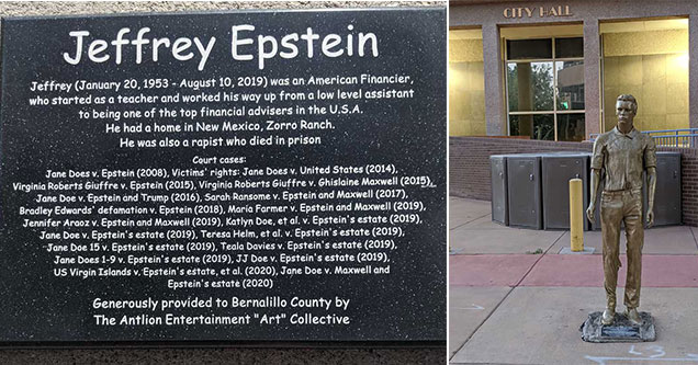 Jeffrey Epstein Statue Appears In Albuquerque Mew Mexico - Wow Gallery